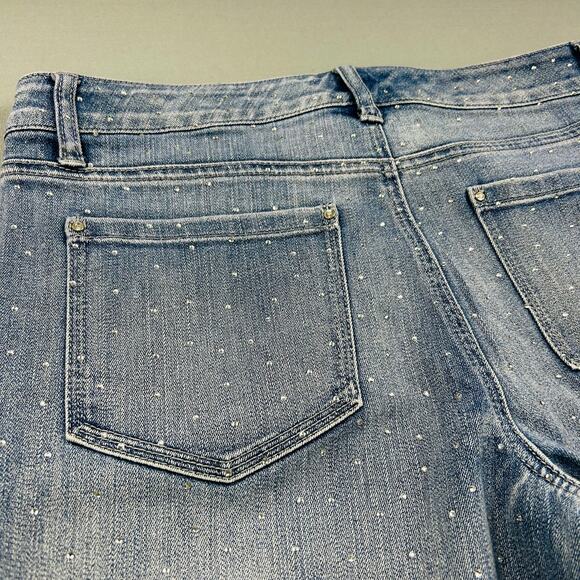 Y2K Cache Jeans All Over Rhinestone Studded Bling Vintage Denim Cropped Capri 6 - Picture 9 of 9